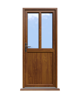 Barnsley - Golden Oak Half Glazed uPVC Door Supply Only