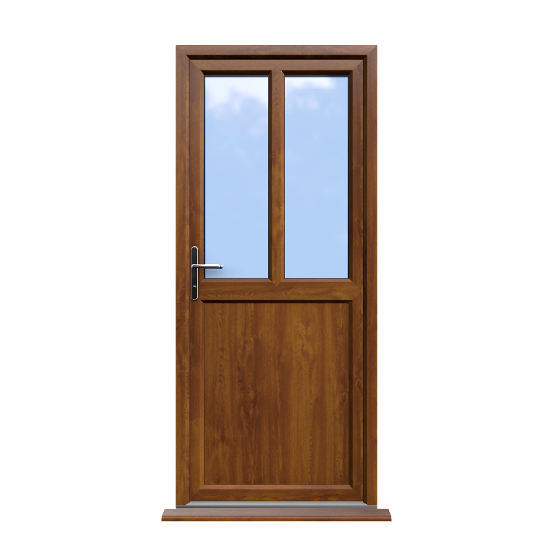 Barnsley - Golden Oak Half Glazed uPVC Door Supply Only