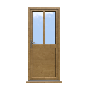Barnsley - Irish Oak Half Glazed uPVC Door Supply Only