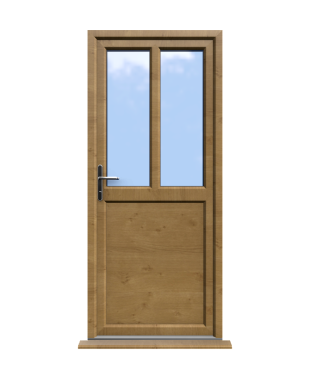 Barnsley - Irish Oak Half Glazed uPVC Door Supply Only