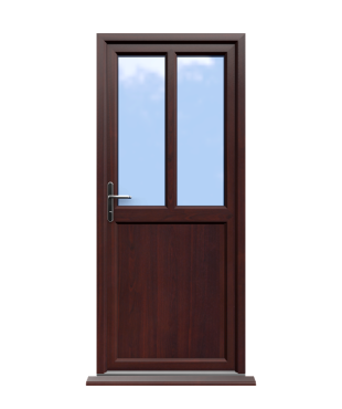 Barnsley - Rosewood Half Glazed uPVC Door Supply Only