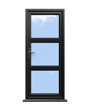 Cheap Composite Doors 302 Birmingham - Black Double Glazed uPVC Door Supply Only