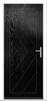 Black Herringbone Solid Left GRP Composite Door
