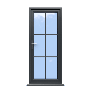 Canterbury - Anthracite Grey On White uPVC Door Supply Only With Astragal Bar