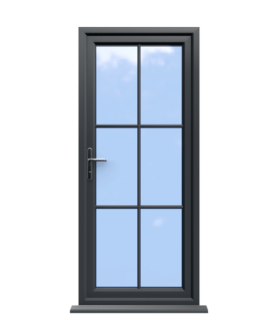 Order Doors Online 154 Canterbury - Anthracite Grey On White uPVC Door Supply Only With Astragal Bar