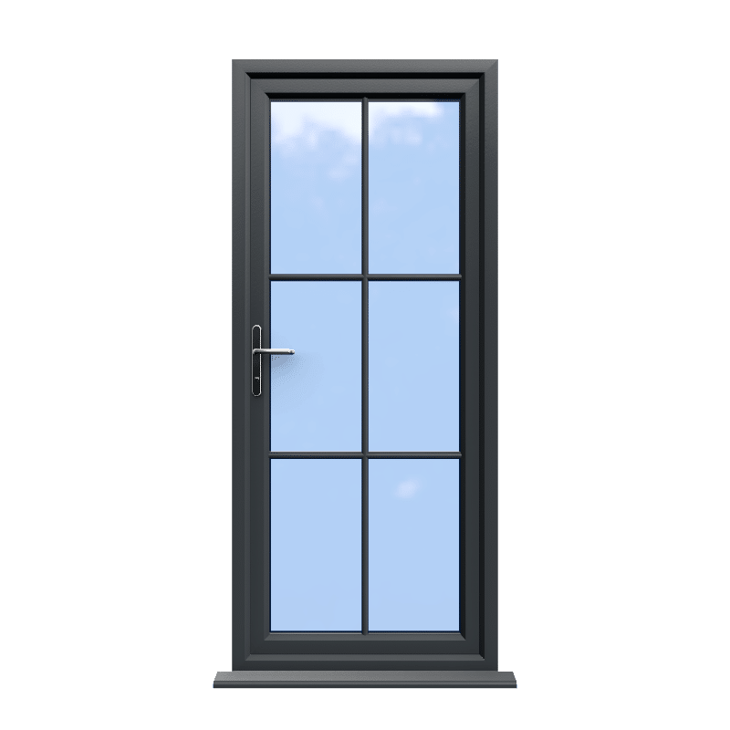Canterbury - Anthracite Grey On White uPVC Door Supply Only With Astragal Bar 1 Canterbury - Anthracite Grey On White uPVC Door Supply Only With Astragal Bar