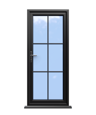 Order Doors Online 195 Canterbury - Black On White uPVC Door Supply Only With Astragal Bar