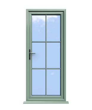 Order Doors Online 222 Canterbury - Chartwell Green On White uPVC Door Supply Only With Astragal Bar