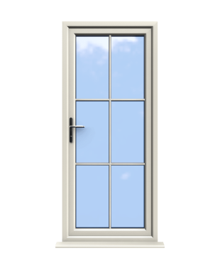 Order Doors Online 218 Canterbury - Cream On White uPVC Door Supply Only With Astragal Bar