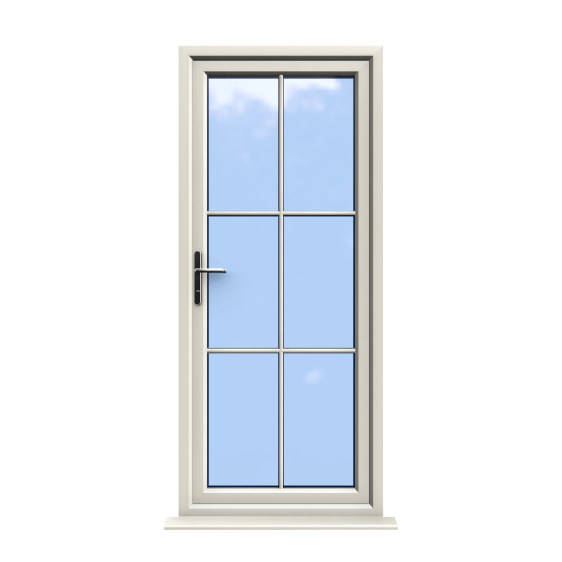Canterbury - Cream On White uPVC Door Supply Only With Astragal Bar 1 Canterbury - Cream On White uPVC Door Supply Only With Astragal Bar