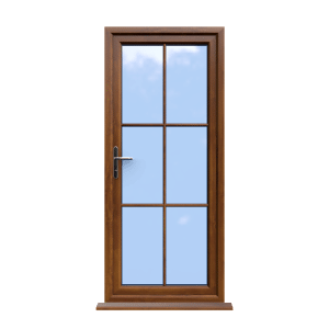 Canterbury - Golden Oak On White uPVC Door Supply Only With Astragal Bar