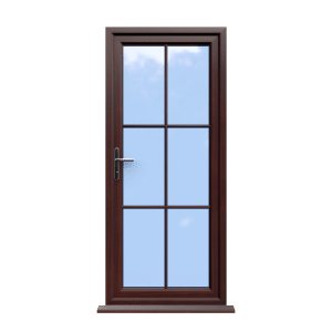 Canterbury - Rosewood On White uPVC Door Supply Only With Astragal Bar