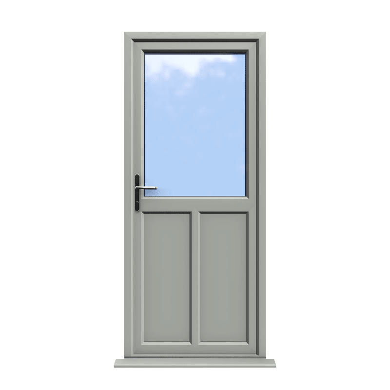 Cardiff - Agate Grey On White Half Glazed uPVC Door Supply Only 1 Cardiff - Agate Grey Half Glazed uPVC Door Supply Only