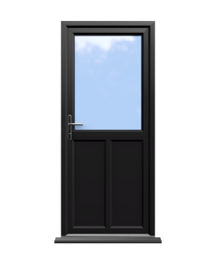 Order Doors Online 153 Cardiff - Black Half Glazed uPVC Door Supply Only