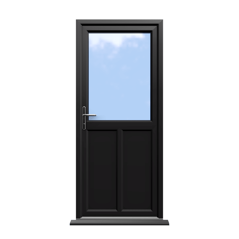 Cardiff - Black Half Glazed uPVC Door Supply Only 1 Cardiff - Black Half Glazed uPVC Door Supply Only