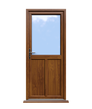 Order Doors Online 289 Cardiff - Half Golden Oak Glazed uPVC Door Supply Only