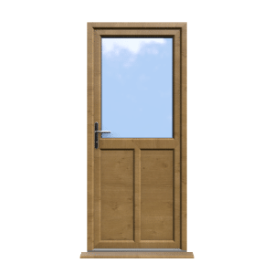 Cardiff - Irish Oak Half Glazed uPVC Door Supply Only