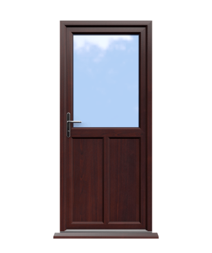 Order Doors Online 144 Cardiff - Rosewood Half Glazed uPVC Door Supply Only