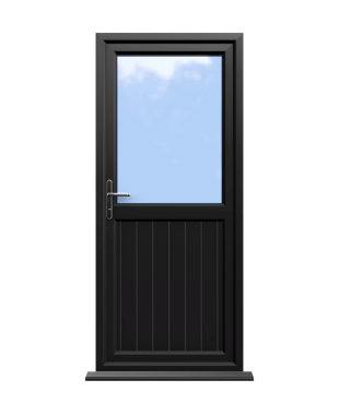 Order Doors Online 128 Chelmsford - Black On White uPVC Door Shiplap Supply Only