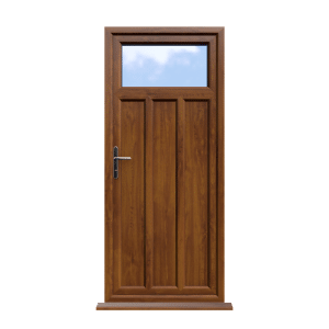 Derby - Golden Oak On White Double Glazed uPVC Door Supply Only