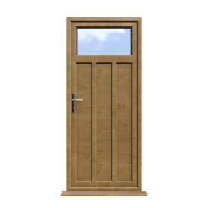 Derby - Irish Oak On White Double Glazed uPVC Door Supply Only