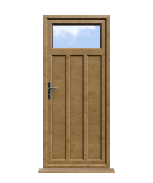 uPVC Back Doors 15 Derby - Irish Oak On White Double Glazed uPVC Door Supply Only