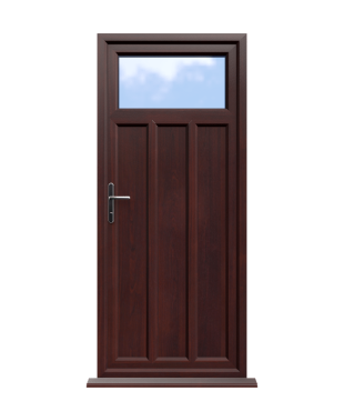 uPVC Back Doors 10 Derby - Rosewood On White Double Glazed uPVC Door Supply Only