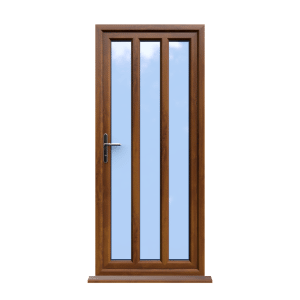 London - Golden Oak On White Double Glazed uPVC Door Supply Only