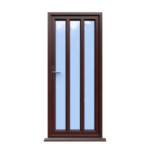 London - Rosewood On White Double Glazed uPVC Door Supply Only