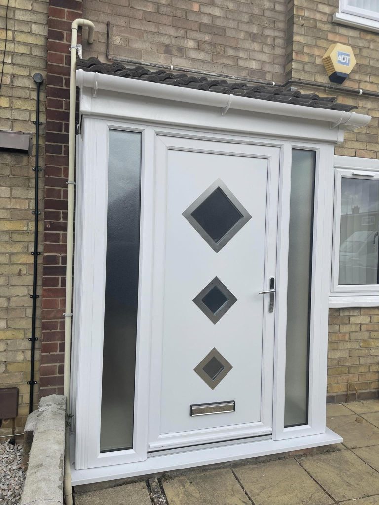 upvc door security features - Modern uPVC front door with reinforced frame and secure multi point locking system supplied by Doorland UK