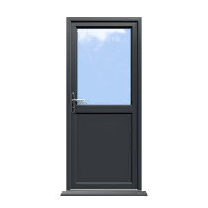 Oxford - Anthracite Grey On White Half Glazed uPVC Door Supply Only