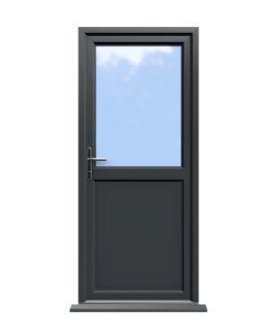 Order Doors Online 254 Oxford - Anthracite Grey On White Half Glazed uPVC Door Supply Only