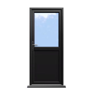 Oxford - Black On White Half Glazed uPVC Door Supply Only