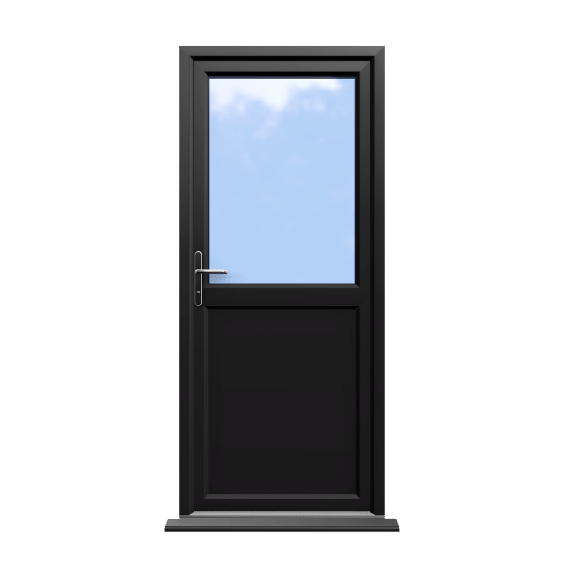Oxford - Black On White Half Glazed uPVC Door Supply Only 1 Oxford - Black On White Half Glazed uPVC Door Supply Only