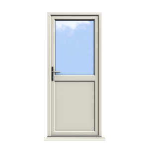 Oxford - Cream On White Half Glazed uPVC Door Supply Only