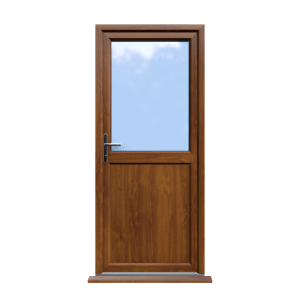 Oxford - Golden Oak On White Half Glazed uPVC Door Supply Only