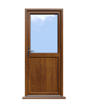 Order Doors Online 132 Oxford - Golden Oak On White Half Glazed uPVC Door Supply Only