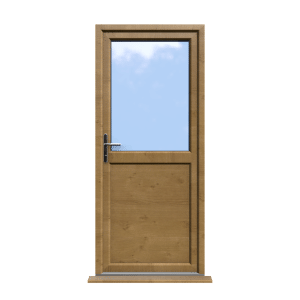 Oxford - Irish Oak On White Half Glazed uPVC Door Supply Only