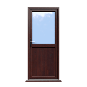 Oxford - Rosewood On White Half Glazed uPVC Door Supply Only