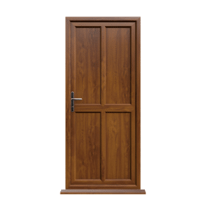 Peterborough - Golden Oak On White Panelled uPVC Door Supply Only