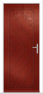 Red Herringbone Solid left GRP Composite Door