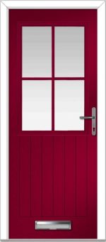 Red Lyntham 4 Lite Grid Farmhouse Composite Door