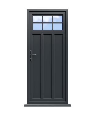 Order Doors Online 187 York - Anthracite Grey On White Double Glazed uPVC Door Astragal Bar Supply Only