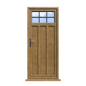 uPVC Back Doors 17 York - Irish Oak On White Double Glazed uPVC Door Astragal Bar Supply Only